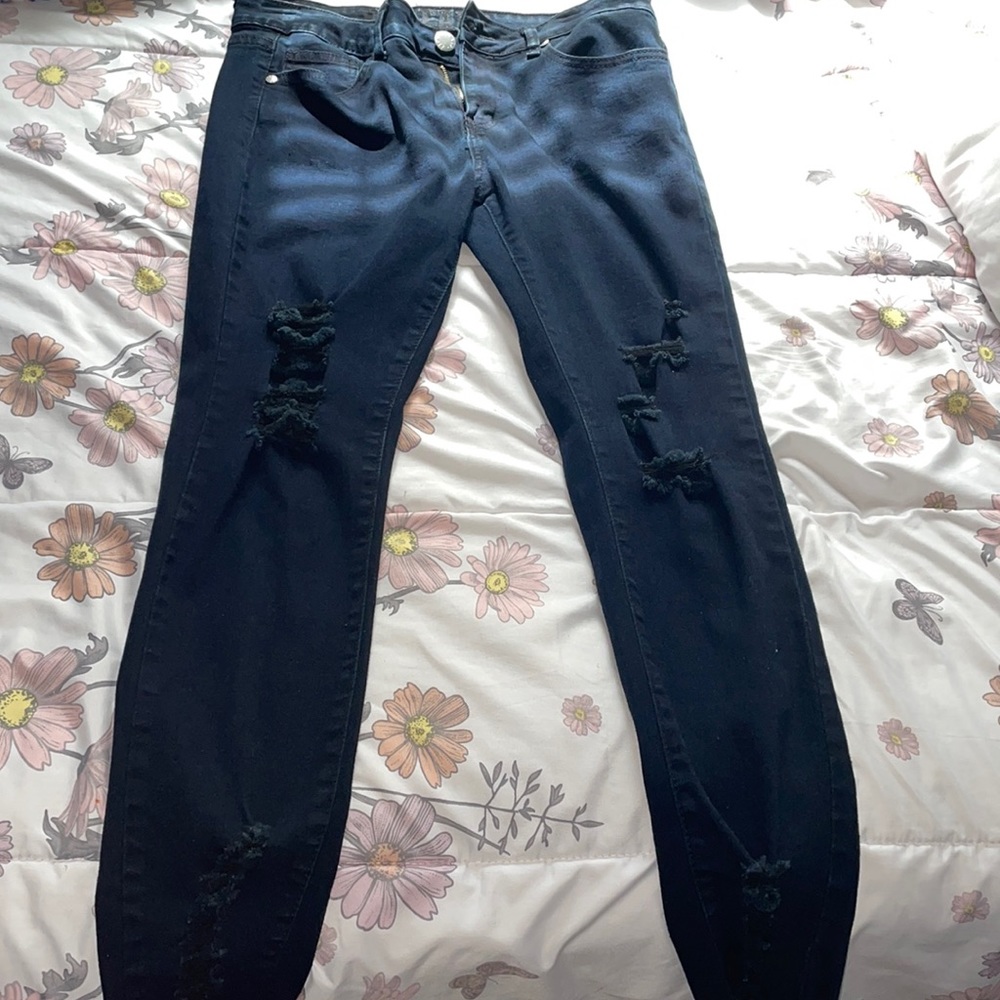 Dark Navy Blue Ripped Jeans